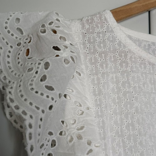 Crop top with lace and various designs Pink Woman like new, white, XS
