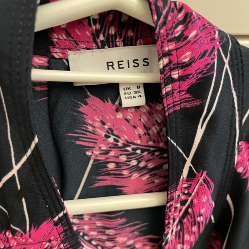 Reiss blouse like new, size S, dark blue with fuchsia floral print