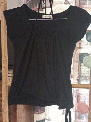 T-Shirt with extra front blouse, black, size S, new