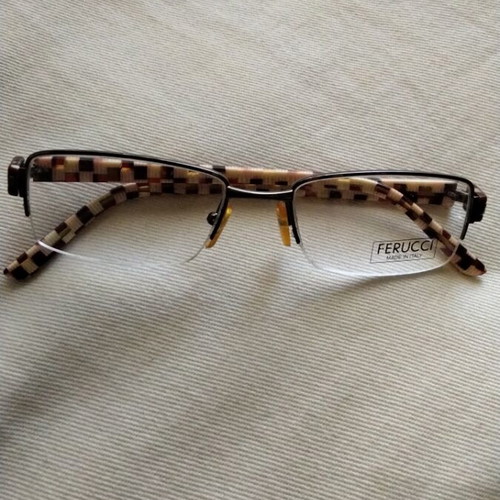 Ferucci Metal Optical Frame like new, nylor style, silver and burgundy
