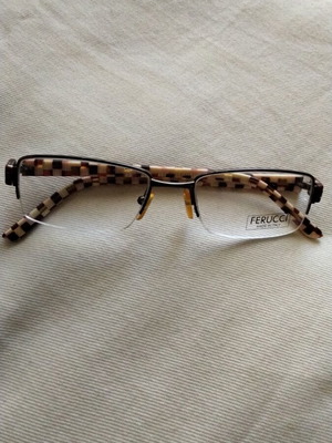 Ferucci Metal Optical Frame like new, nylor style, silver and burgundy