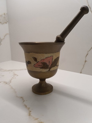Bronze mortar with enamel like new