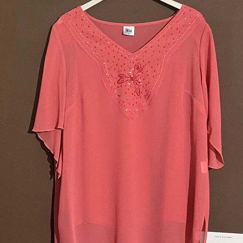Muslin blouse and coral top set XL Dina like new