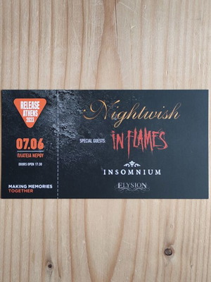 Nightwish In Flames Insomnium Concert Ticket like new 7-6-2023
