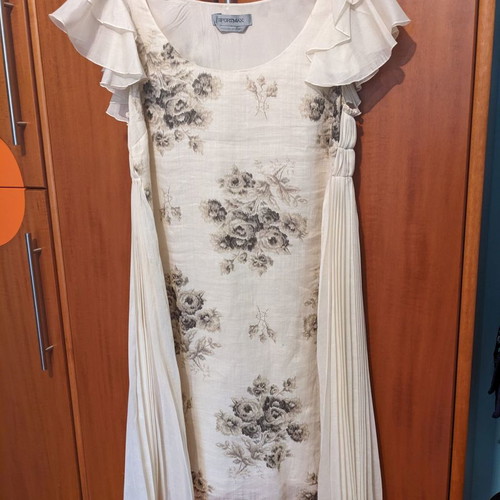 Sportmax linen dress used, beige with floral pattern