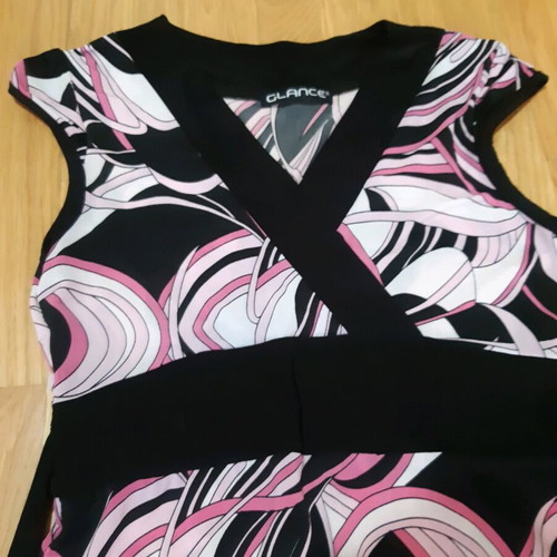 Sleeveless dress new black fuchsia with integrated belt
