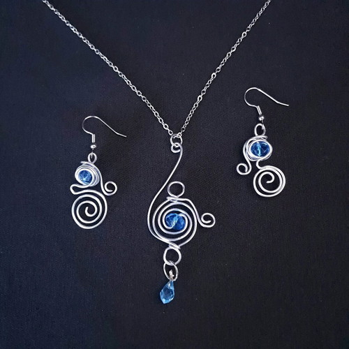 Elven jewelry set new, blue and silver