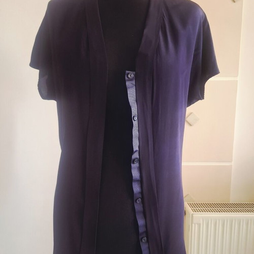Falconeri silk blouse like new, navy blue, hidden buttons