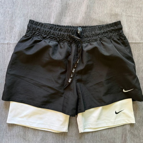 Nike 2-in-1 black and white sports shorts