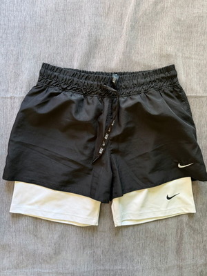 Nike 2-in-1 black and white sports shorts