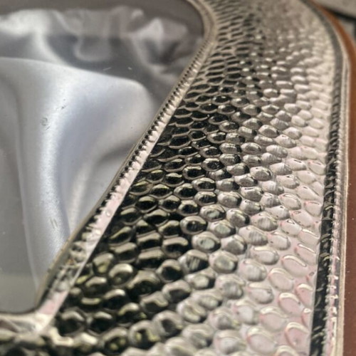 Decorative heart-shaped box like new, silver and wood