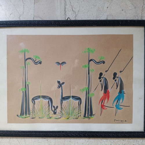 Painting with African theme, 27x37 cm
