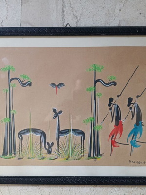 Painting with African theme, 27x37 cm