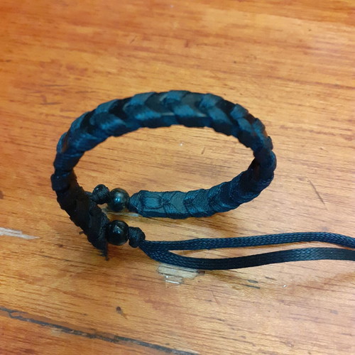 Leather bracelet black braided, new