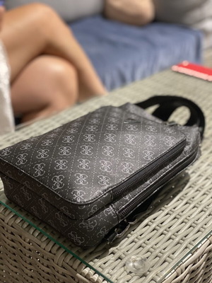 Guess Monogram Crossbody Bag, Limited Edition, dark grey