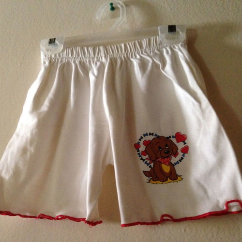 White shorts with puppy No8 new, 100% cotton