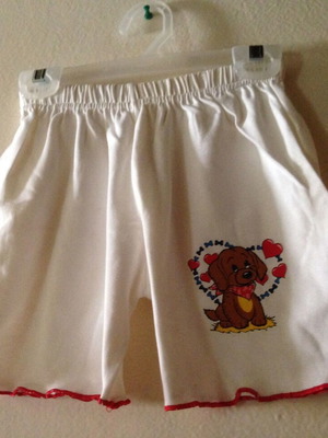 White shorts with puppy No8 new, 100% cotton