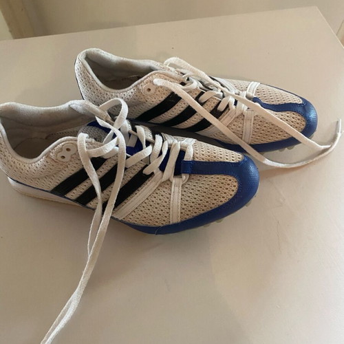 Adidas spikes sprint shoes size 38.5 like new white blue