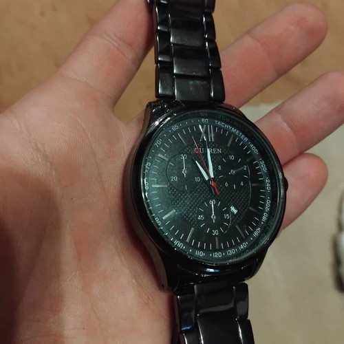 Curren men's watch black used with sporty classic design