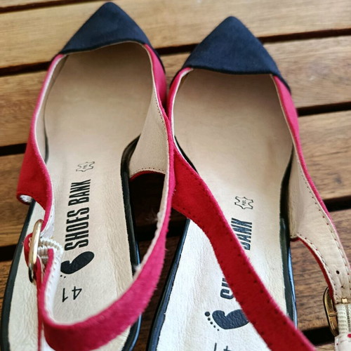 Slingback shoes two-tone (red-black) new size 41