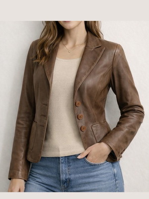Terra Pelle Leather Jacket Brown, Like New, Italian, Size M