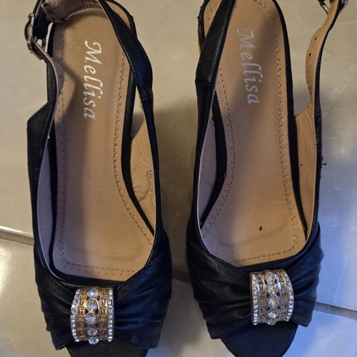 Melissa black platform sandals like new with gold buckle