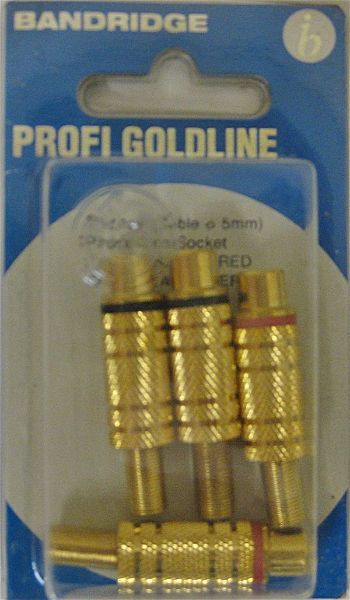  BANDRIDGE PG-1123(Cable diametros 5 mm)Phono Line Socker -GOLD (2 X BLACK + 2 X RED)