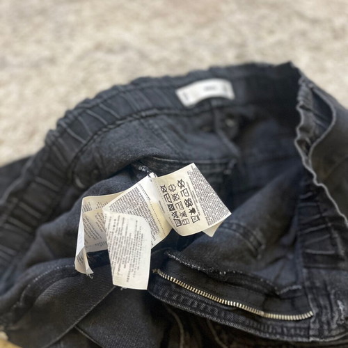 Mango black denim paperbag shorts like new, size S