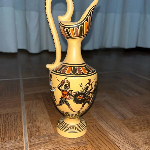 Decorative vase of ancient Greek type like new with handmade depiction