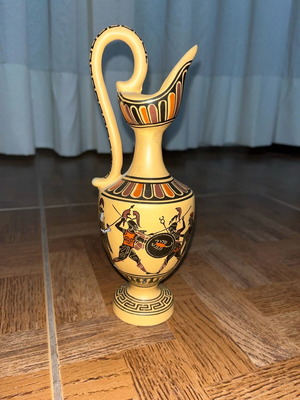 Decorative vase of ancient Greek type like new with handmade depiction
