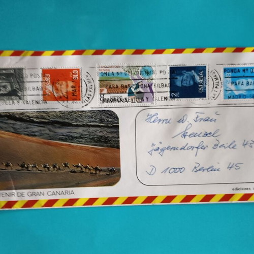 Gran Canaria Airmail Envelope like new with Spanish stamps