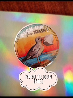 Protect the ocean badge like new, multicolored