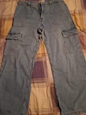 Bershka cargo pants, size 42, blue