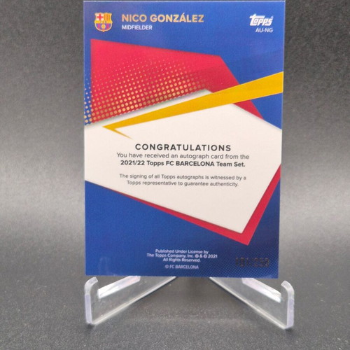 2021-22 Topps FC Barcelona Nico Gonzalez Rookie Auto Autograph Card used