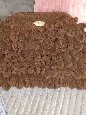 Puffy handmade brown bag new with lining and scrunchies