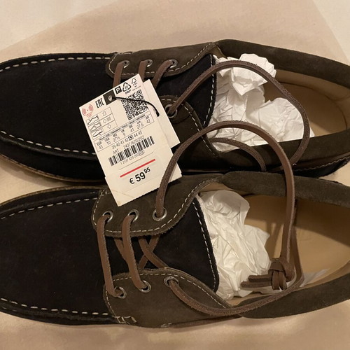 Zara boatshoes moccasins new, suede navy blue and khaki size 43