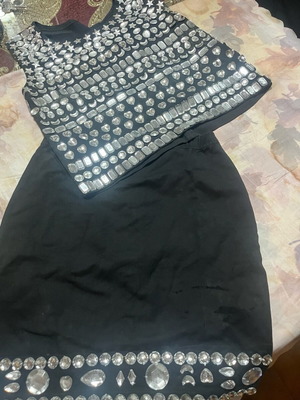 Vintage set with skirt and sleeveless blouse embroidered with crystals like new
