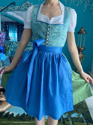 Cottagecore Bavarian dress like new, blue and green