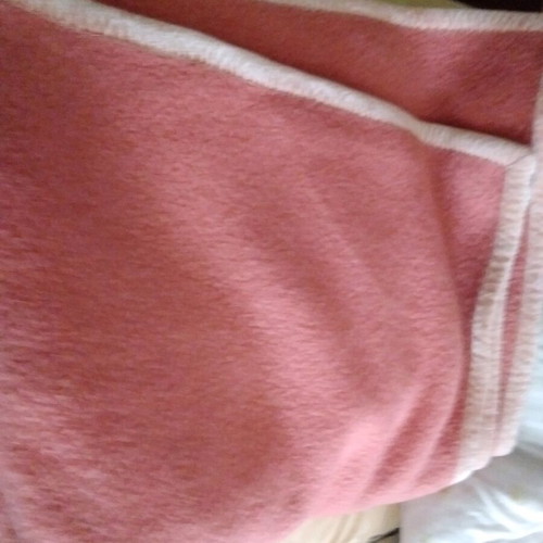 Vintage double wool blanket like new, soft texture, pomegranate color