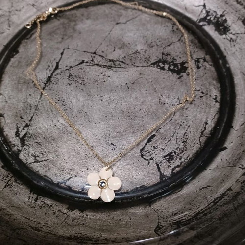 Silver gold-plated necklace with pendant flower 44 cm new Loisir