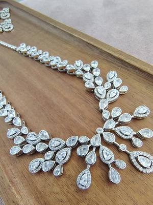Jewelry set with zircon stones silver plated like new