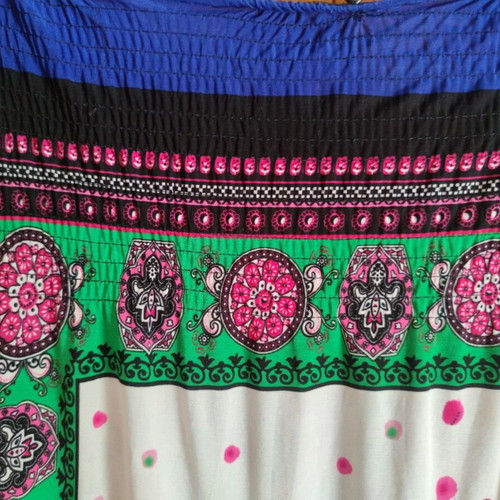 Blue summer dress with butterfly and neck tie used, size XXXL