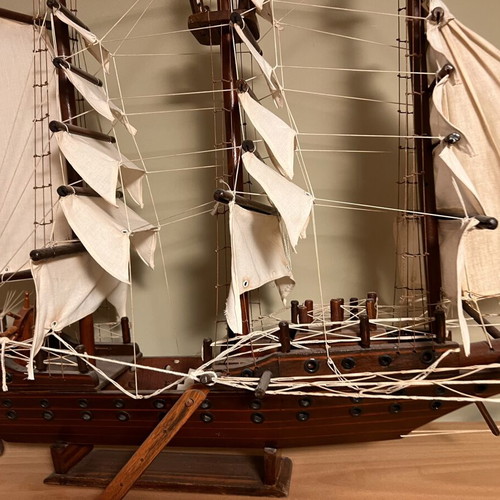 Wooden decorative sailing ship model, handmade, ~1m length
