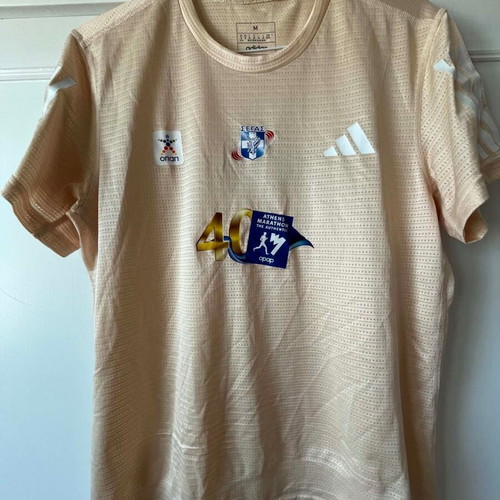 Athens Marathon Official Women's Medium Shirt new, gold beige