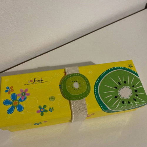 Kiwi pencil case vintage used with pencil and ink marks