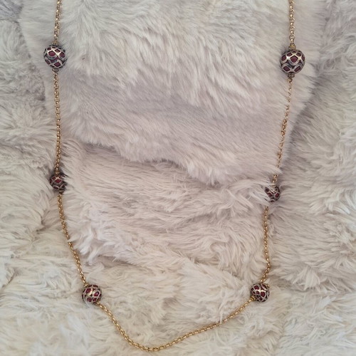 Long necklace double-wear 62cm like new, red and gold