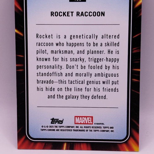 Topps Chrome Marvel Rocket Raccoon Blue Refractor card like new