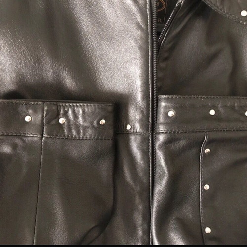 Roberta Ferrini black leather short jacket with studs like new, size 44