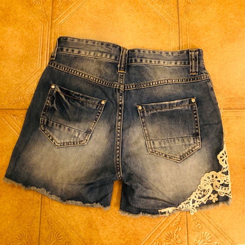 Mymoo jean short with crochet details like new, blue, size M