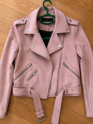 Zara pink suede biker jacket, XS
